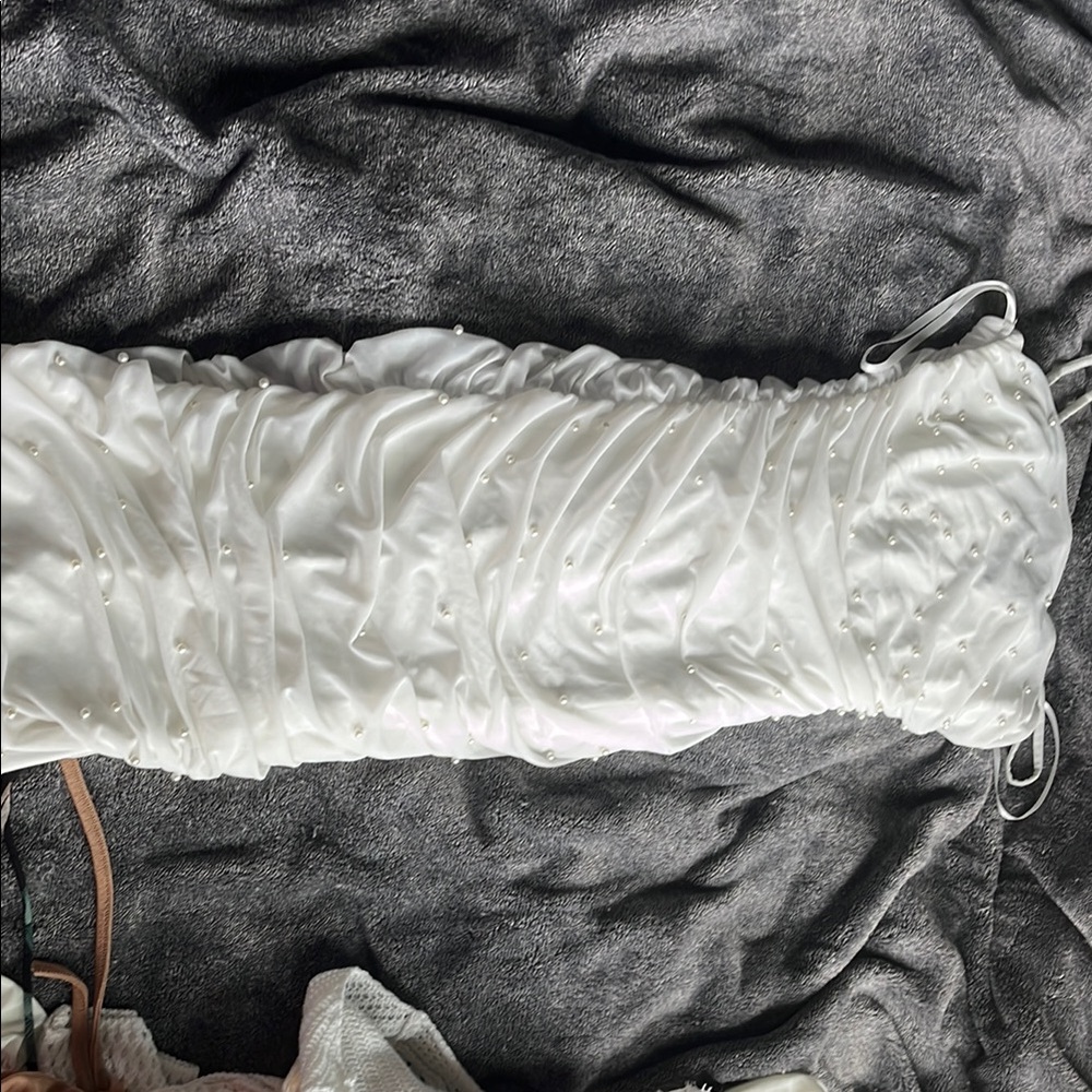 Elegant White Ruched Dress
